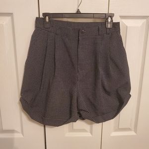 Black Plaid Cuffed Shorts Size 12